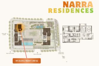 Bán căn hộ Narra Residences 4 phòng ngủ – Tòa N1 trục 04 – view hồ bơi và công viên sinh thái